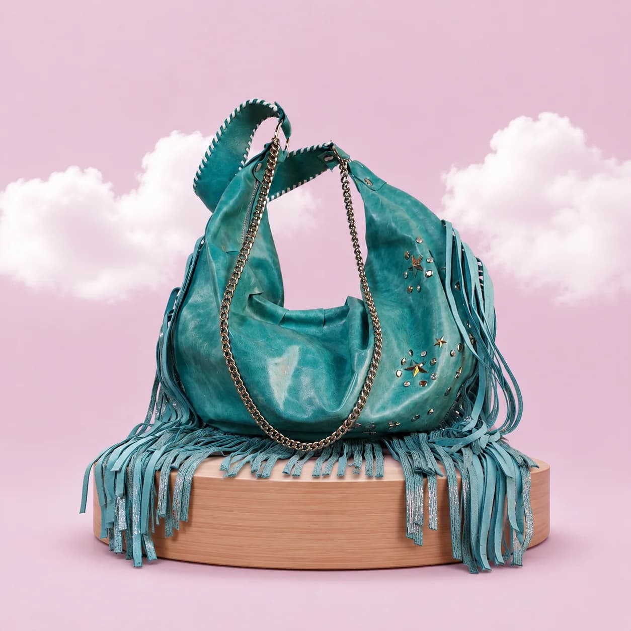 Bolso de Piel Turquesa Western Soul — bolso artesanal Maraya