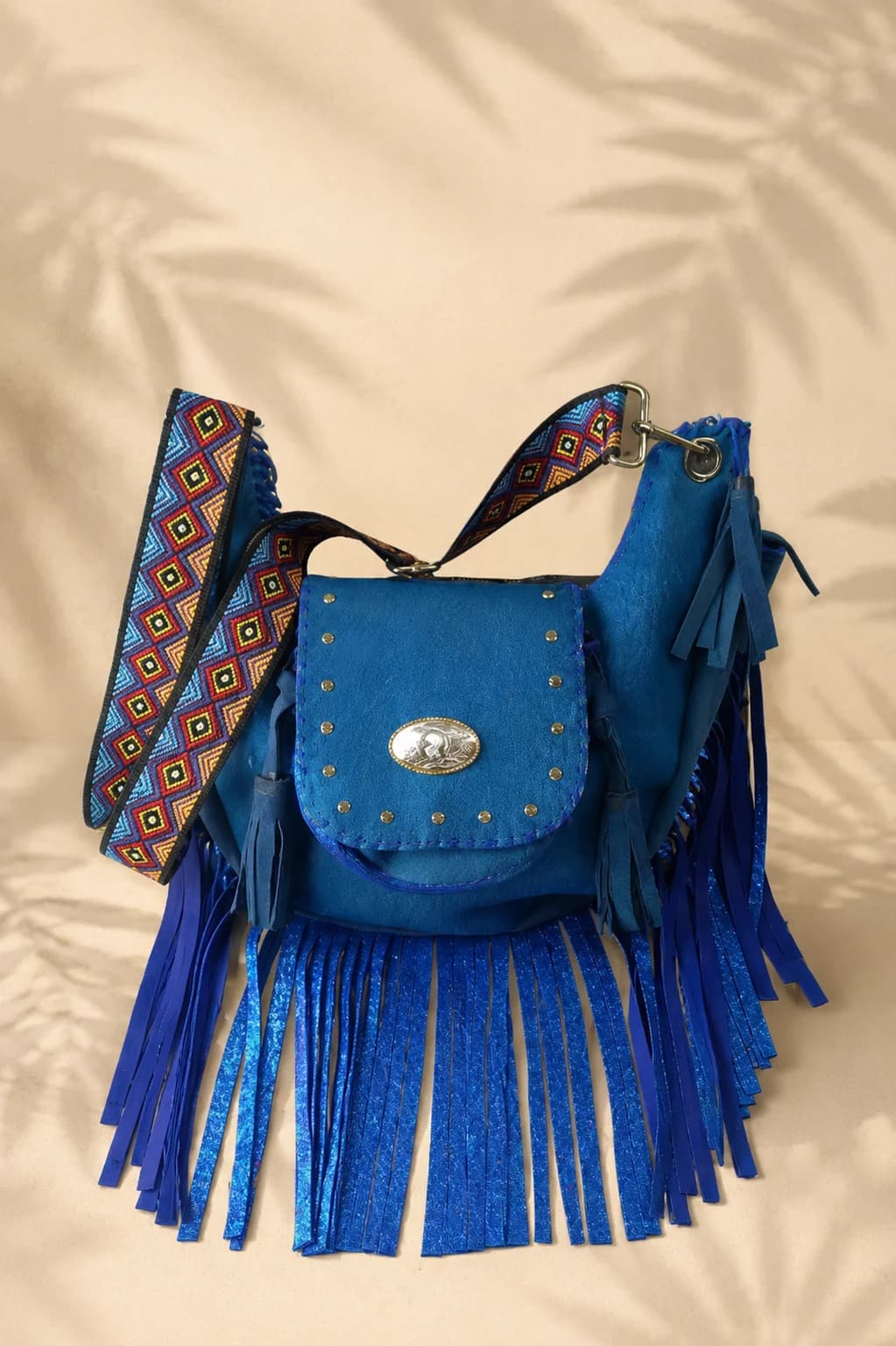 Bolso de piel de pelo azul